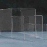 Transparent nested acrylic display boxes.